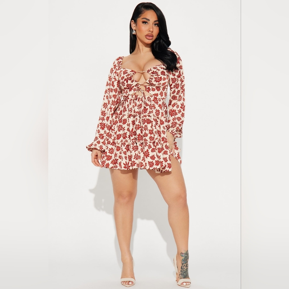 Fashion Nova Red Floral Mini Dress